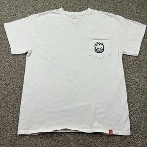 White Spitfire Pocket Tee Size Medium Double Sided Skateboard Essentials